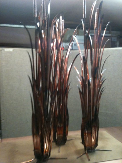 copper cat tails for pond or garden